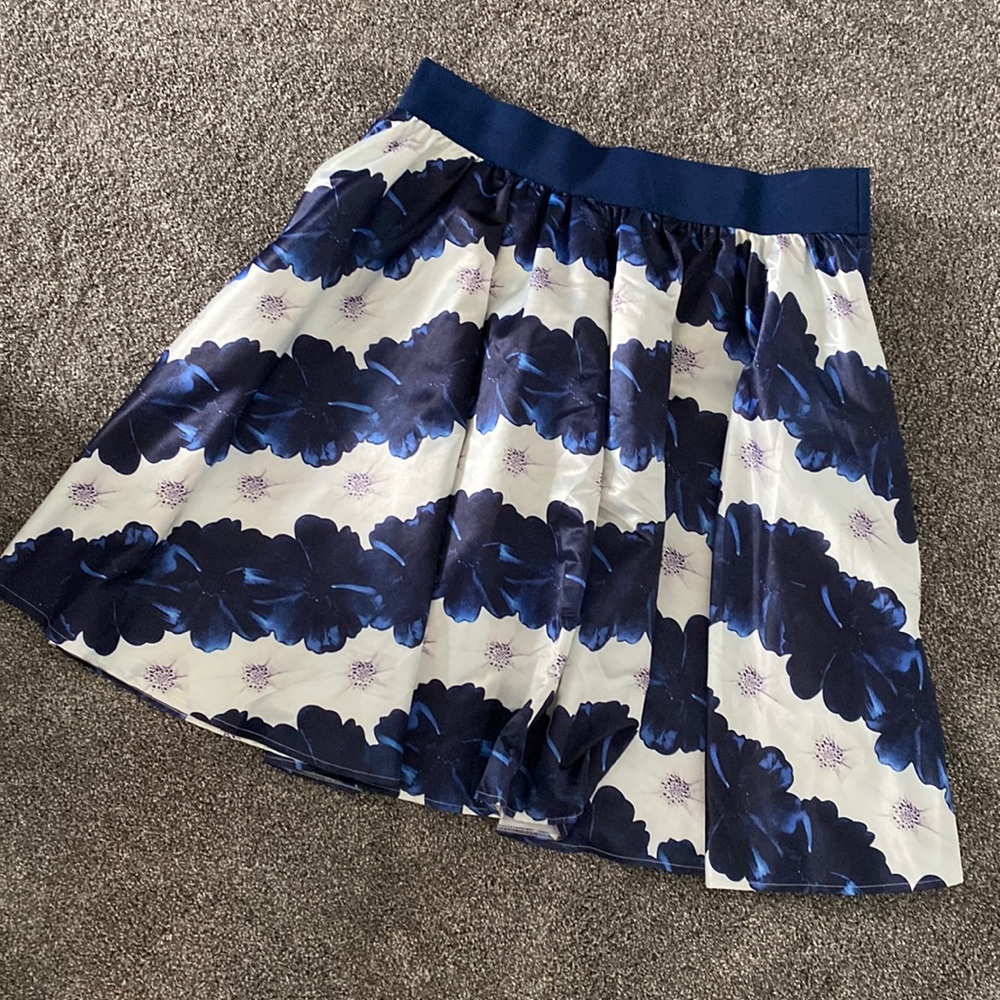 + Size Blue & White Full skirt